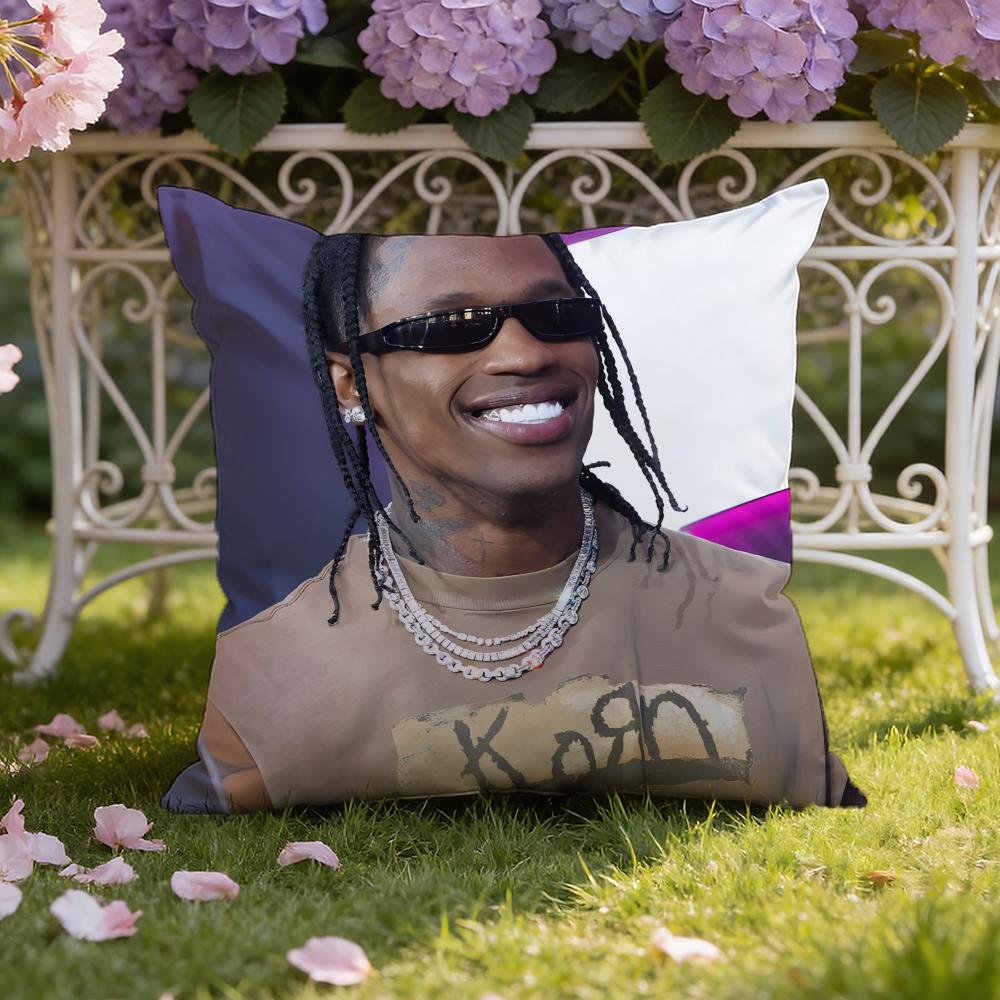 Rapper T-Travis Scott Cushion Cover Home & Car Dual-Scene Pillow Cover: Reversible for Premium Comfort
