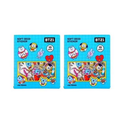 BT21 Embossed Flake Diary DStickers – Summer, 2 Packs (Official BTS Collaboration)