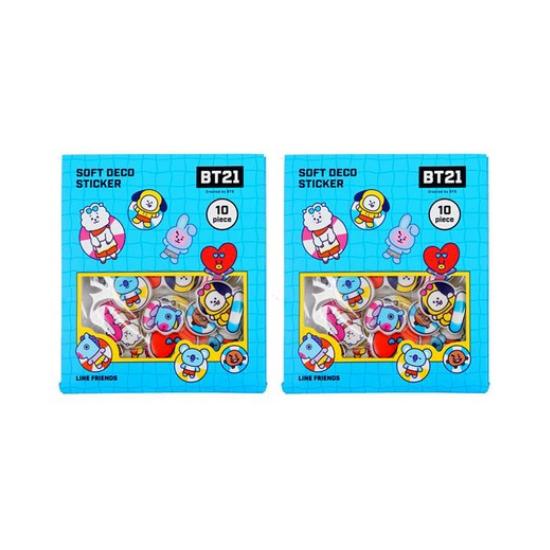 BT21 Embossed Flake Diary DStickers – Summer, 2 Packs (Official BTS Collaboration)