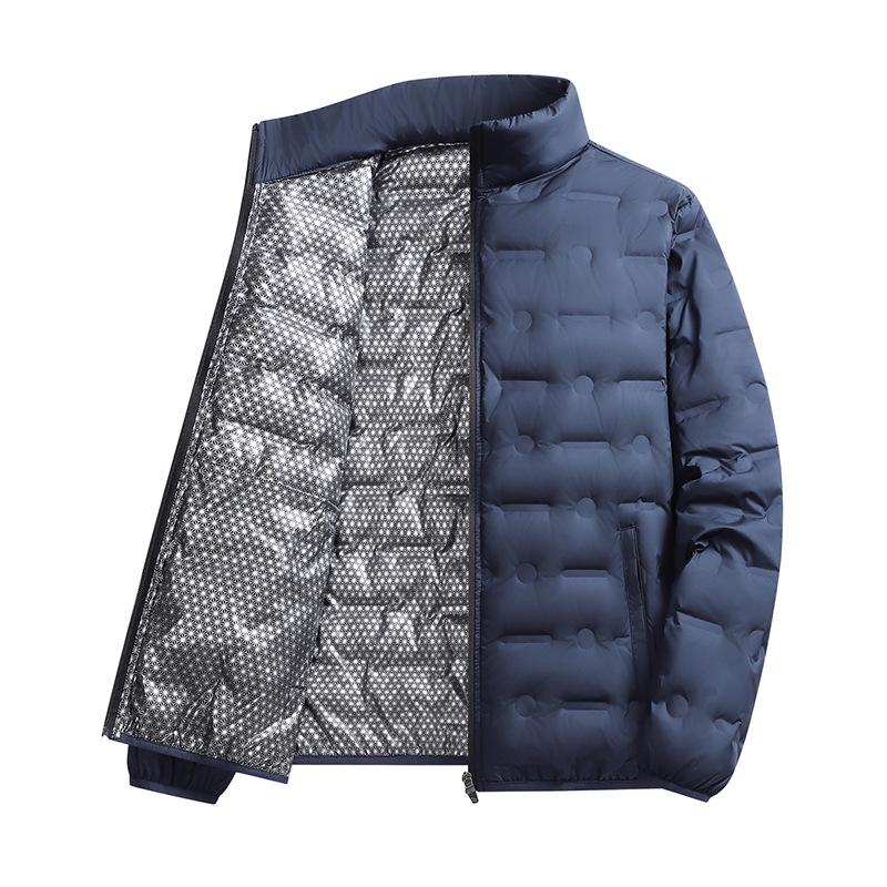 Men White Duck Down Jacket Men's Lightweight Puffer Jacket Thermal  Down Coat Stand Collar Full Zip Up Winter Coat Graphene Self-heating Down Jacket