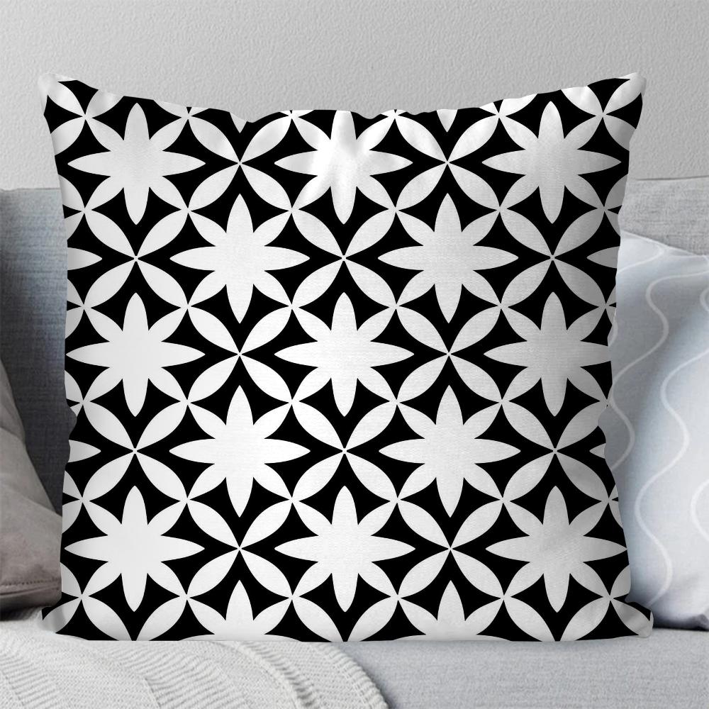 1pc Retro Simple Black And White Shape Pillow Case Square Pillow Bedroom Sofa LeisureCushionCarLiving Room Home Decoration 40X40