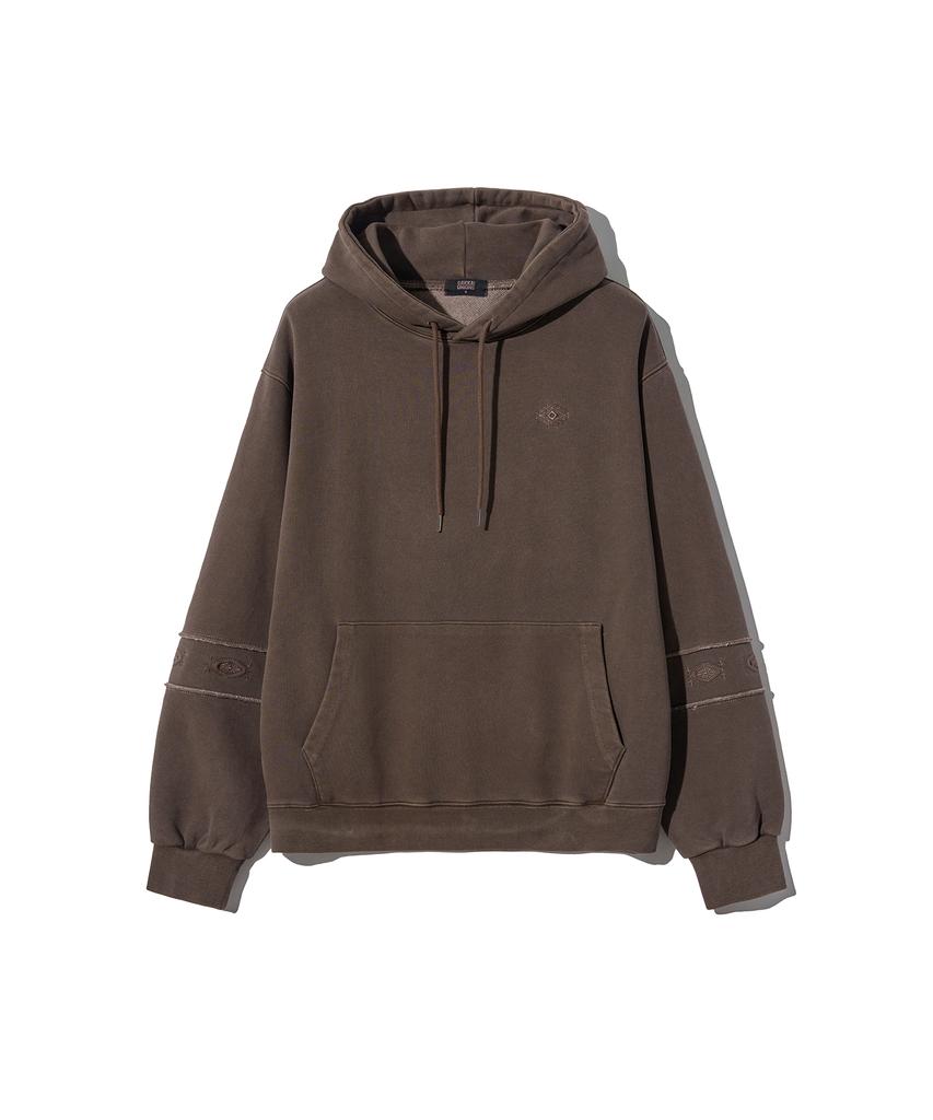 GAKKAI UNIONS Ethnic Sleeve Pigment Hoodie Brown