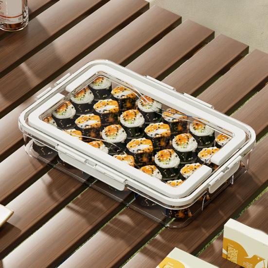 Food Storage Box Snack Box Container with Lid Large Capacity BPA Free Transparent Design Easy to Clean Divided Serving Tray