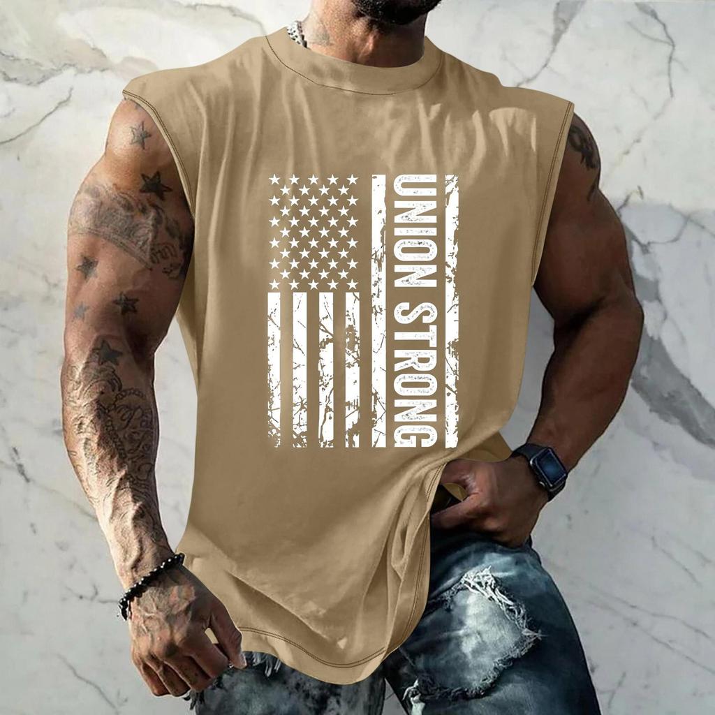 Men Sleeveless Tank Top Loose Fit Casual Workout Muscle Shirt Printed Graphic Design Lightweight Summer Athletic Vest