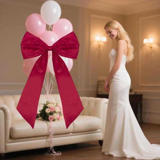 Large Satin Bow for Room Decor Giant Ribbon Tie for Birthday Party Wedding Bachelorette Baby Shower Backdrop Wall Decor