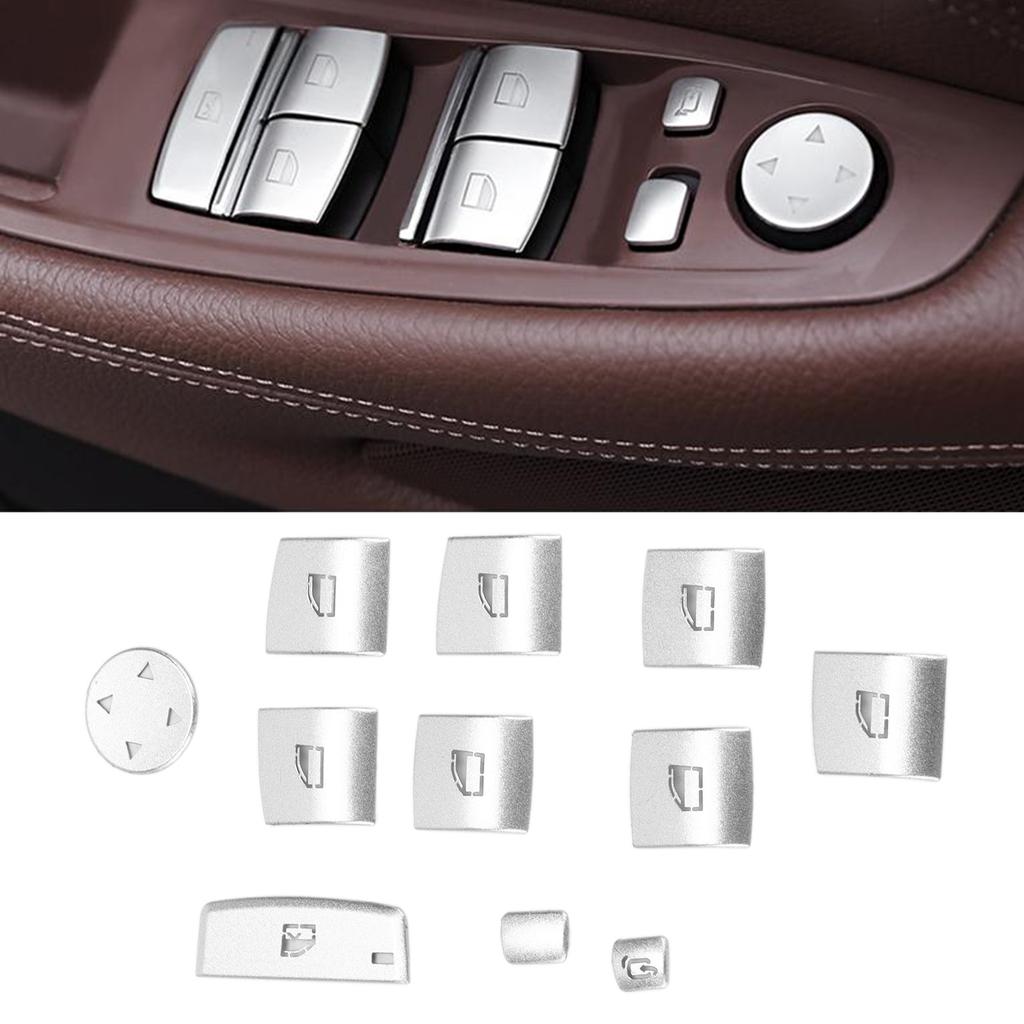 11PCS Glass Lift Button Sticker Door Armrest Panel Decal Replacement for 3 4 Serise F30 F32 2013‑2019