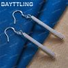 Luxury 925 Sterling Silver Delicate Long Pillar Earrings for Women Fashion Accessories Jewelry Wedding Gifts