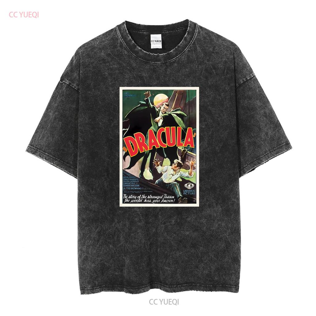 Retro Movie Poster Inspired by Dracula Direct To Garment T Shirt long or short sleeves vintage Washed Casual Stylish