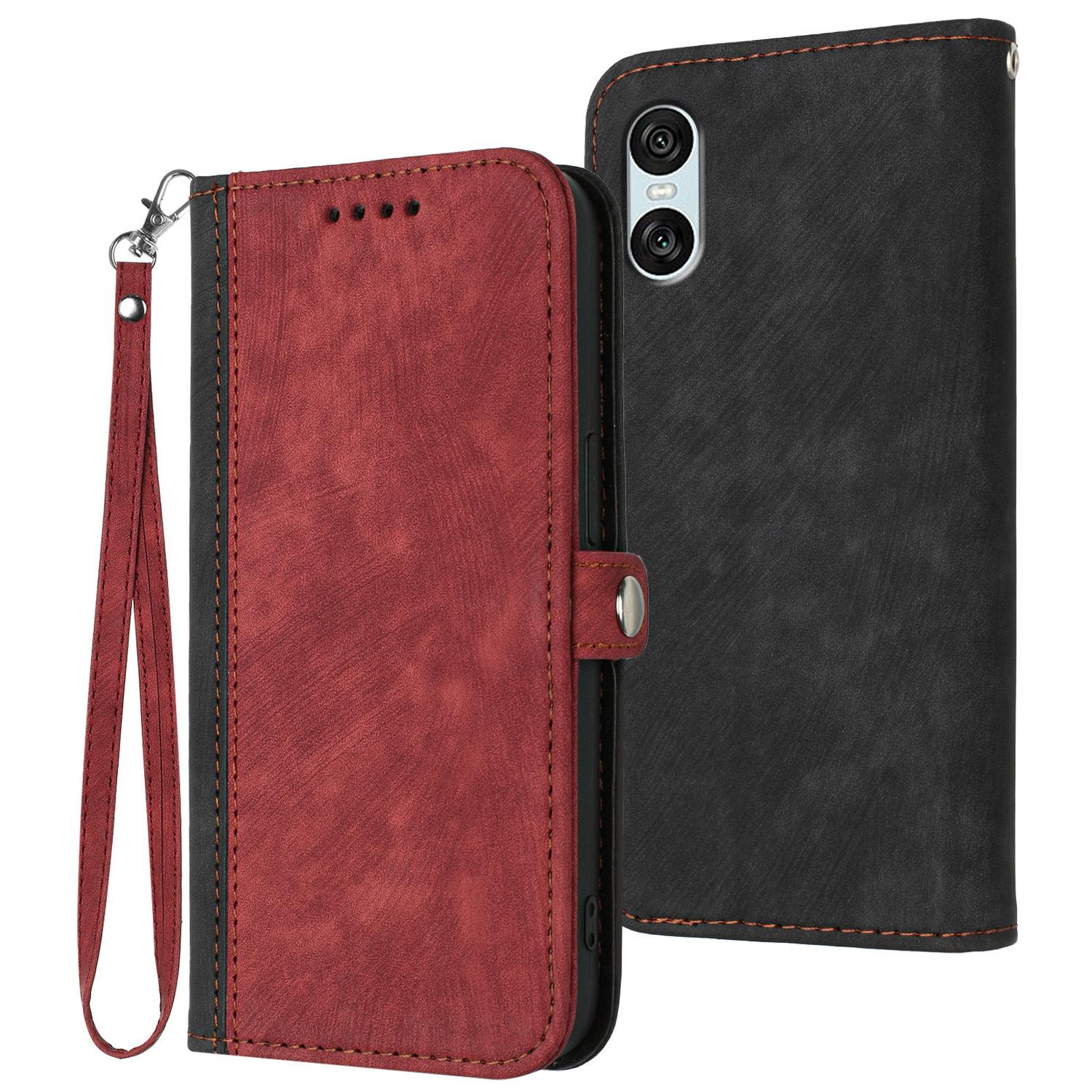 

YX0020 For Sony Xperia 10 VI Case PU Leather Flip Phone Cover Skin Touch Texture Red