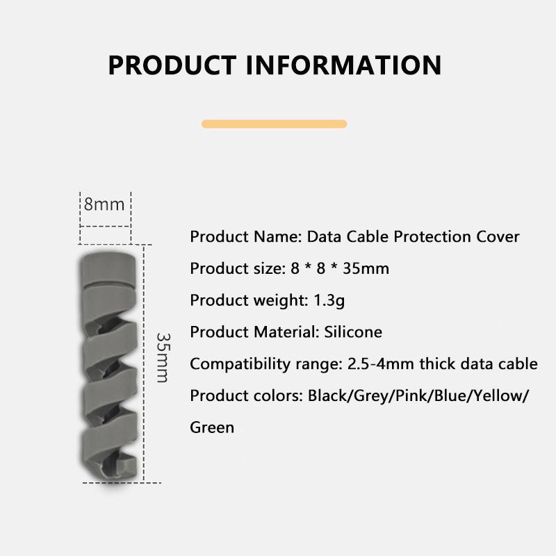 6 ks Chránič kabelu Silikonový Vinutí kabelu pro nabíjení Ochrana konců kabelů Kryt pro příslušenství k nabíjecímu kabelu USB pro iPhone