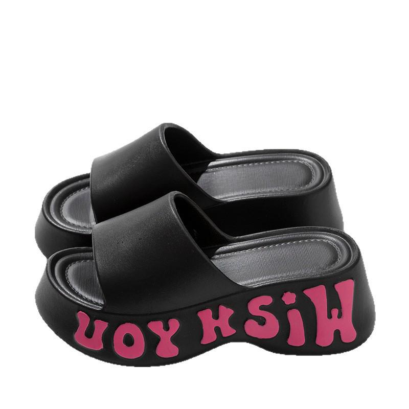 Women's Anti-Slip High-Heeled Platform Slippers for Summer Indoor/Outdoor Use