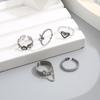 1 Set Women Ring Heart Shape Chain Decor Opening Design Metal Finger Ring Dates Parties Jewelry Accessory