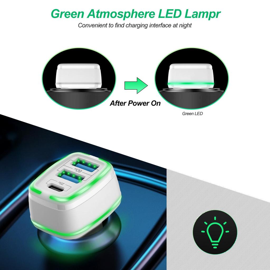 80W 5A Type-C PD3.0 & QC4.0 Fast Car Charger, Fully Compatible, Smart Charging