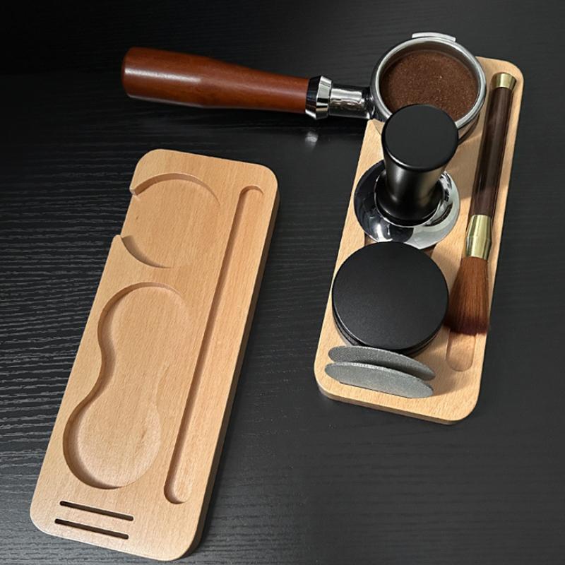 Beechwood/Sapele Coffee Tamper Station Portafilter Holder Rack Stand For 51Mm 58Mm Espresso Accessories Barista Support Base