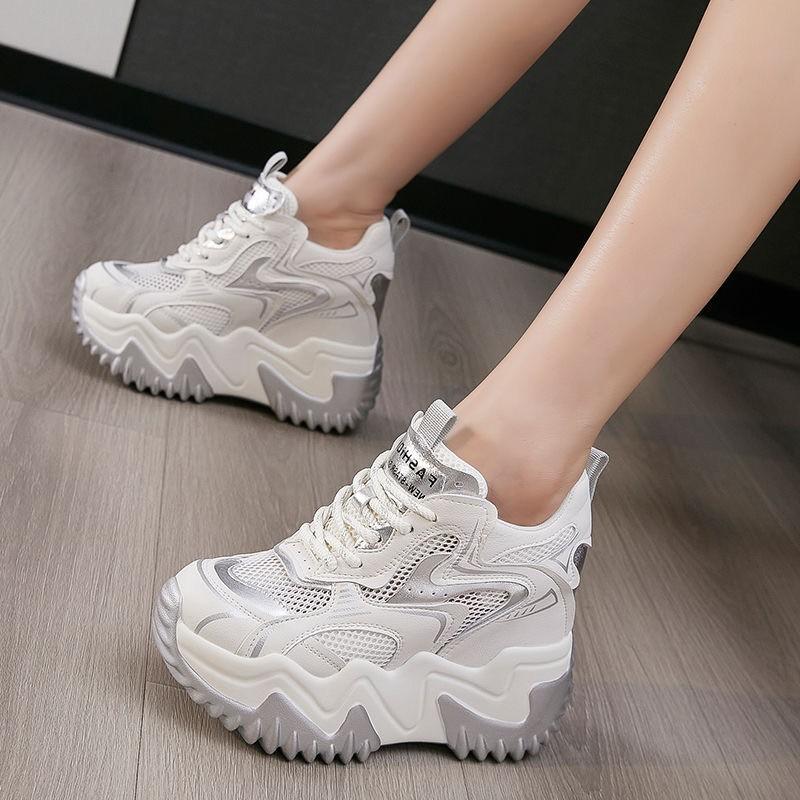 

Inner height increase dad shoes women s summer new breathable mesh cm high heel platform women s shoes 35 срібний