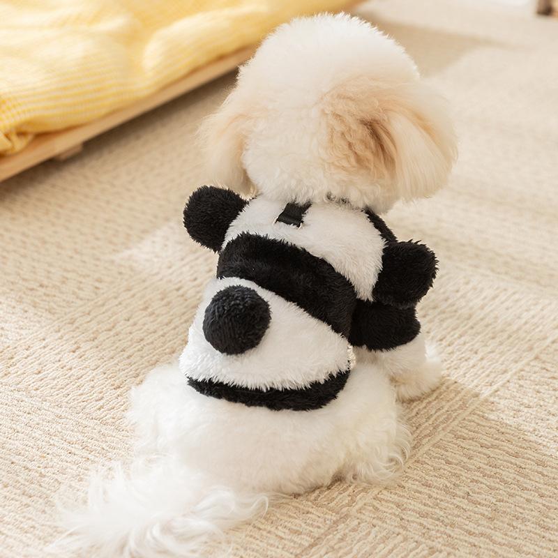 Dog Transformation Cute Panda Cow Autumn and Winter Teddy Yorkshire Two-legged Flannel Cat Pet Dog Clothes