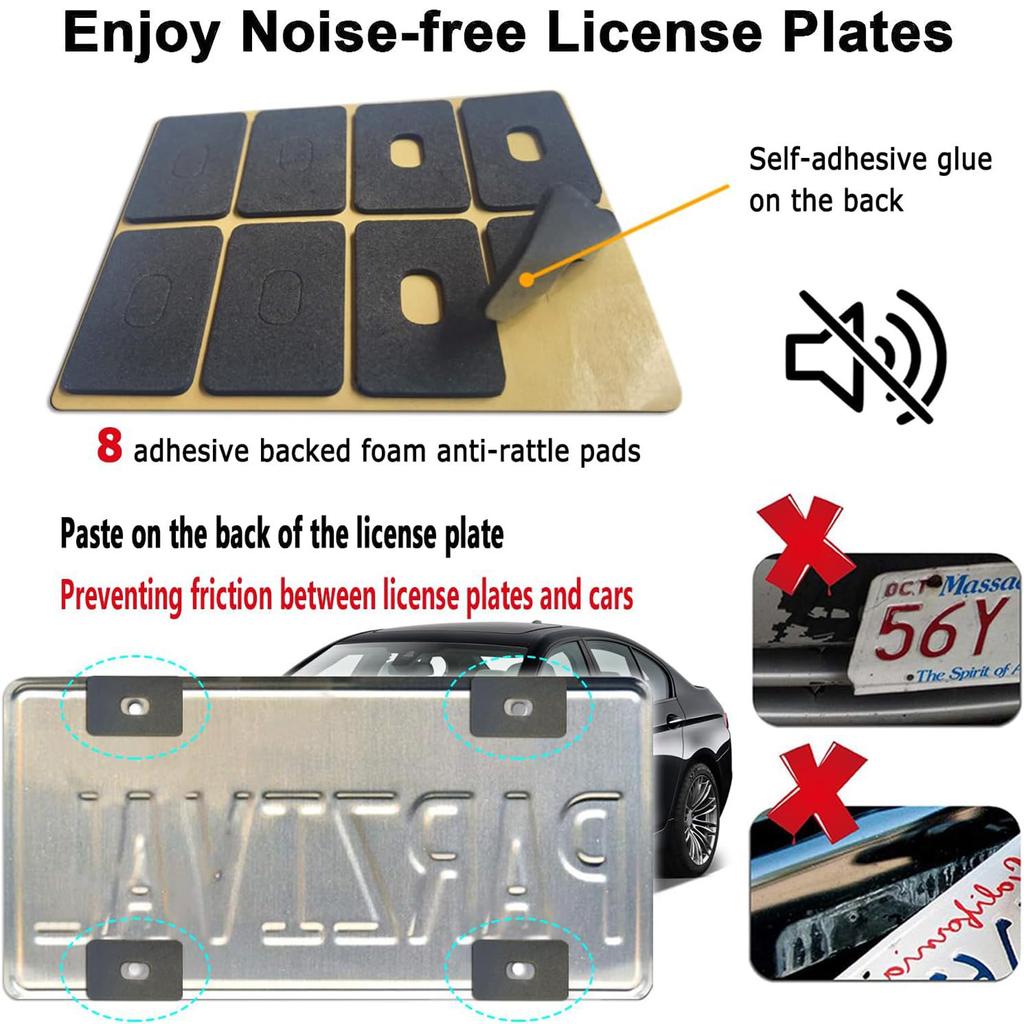 Flat Clear License Plate Covers, 2 Pack Clear Unbreakable License Plate Shields with Tire Valve