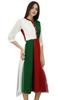 Bimba Womens Classic Mandarin Collar Shift TriColor Midi Summer Chic Dresses