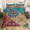 Floral Abstract Geometric King Duvet Cover Boho Exotic Bedding Set Colorful Retro Flower Comforter Cover Polyester Quilt Cover