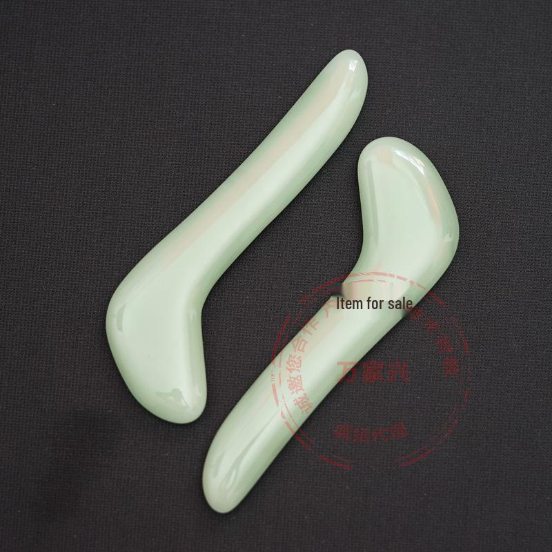 Jade Gua Sha Fish-shaped Face and Body Scraping Board - Transparent Crystal Acupressure Massage Tool.