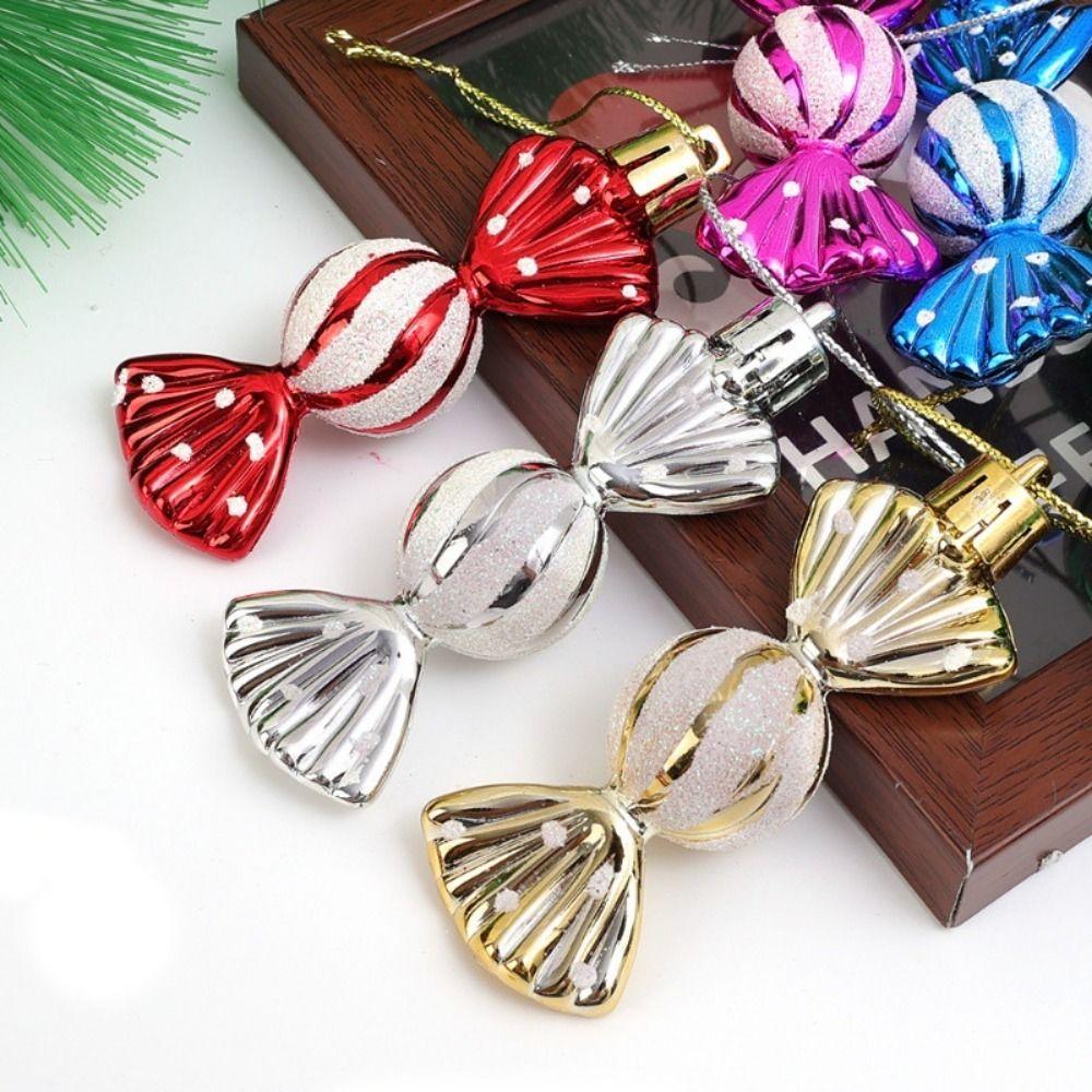 6pcs/box Plastic Xmas Tree Hanging Candy Decorative Christmas Tree Pendant  Xmas Gifts