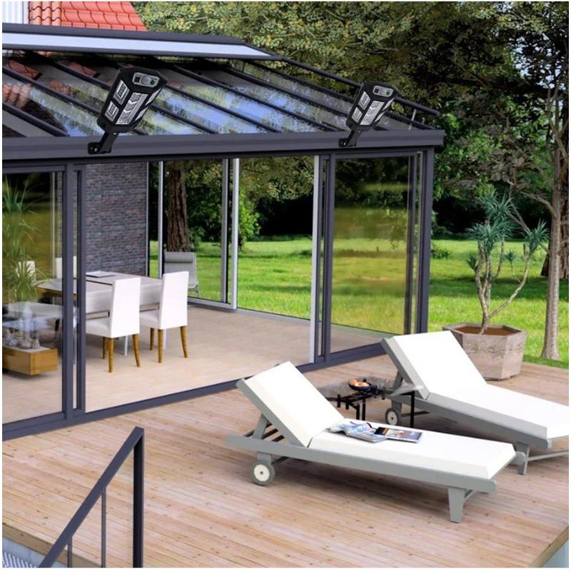 LED Solar Street Light Outdoor Waterproof Motion Sensor Remote Control Lights 3 Mode Courtyard Porch Decorative Wall Lamp