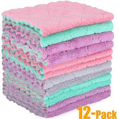 Microfiber Cleaning Cloth - 12 Pack Kitchen Towels - Double-Sided Microfiber Towel