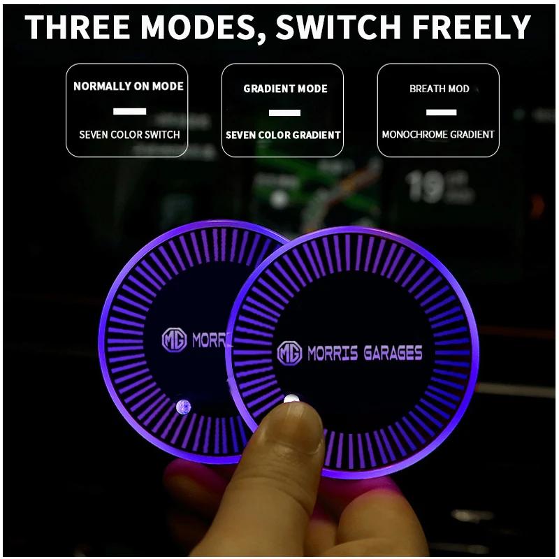 Car Styling Water Cup Pad for MG HS EZS MG6 MG7 MG3 MG5 TF ZR ZS ES GS Coaster Drinks Holder 7 Colorful Led Light Accessories fxl1