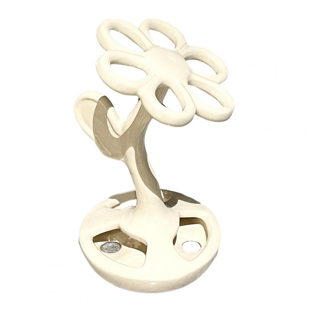 Ceramic Flower Shape Toothbrush Holder Multifunctional Bathroom Organizer High Stability Compact Countertop Stand