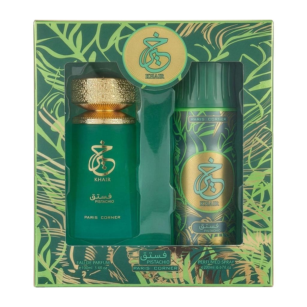 Paris Corner Khair Pistachio Eau De Parfum 100ml + Deodorant Spray 200ml