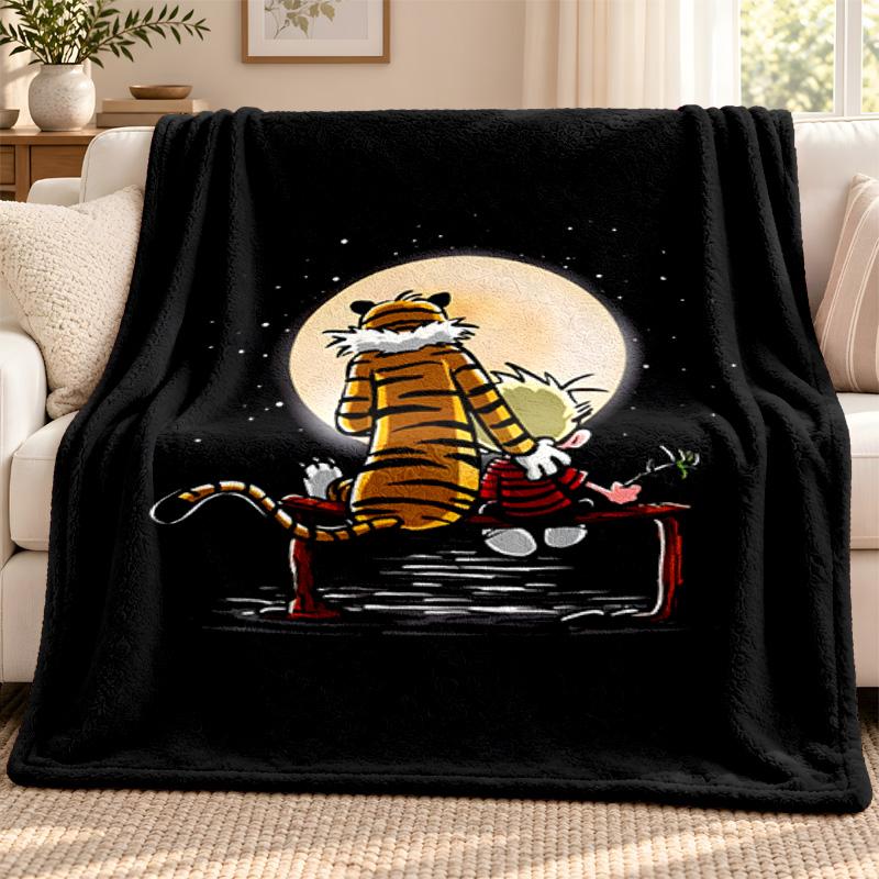 Calvin and Hobbes blanket Flannel Blanket Soft Cozy Plush Throw for Sofa Bed Lightweight Home Decoration Outdoor camping