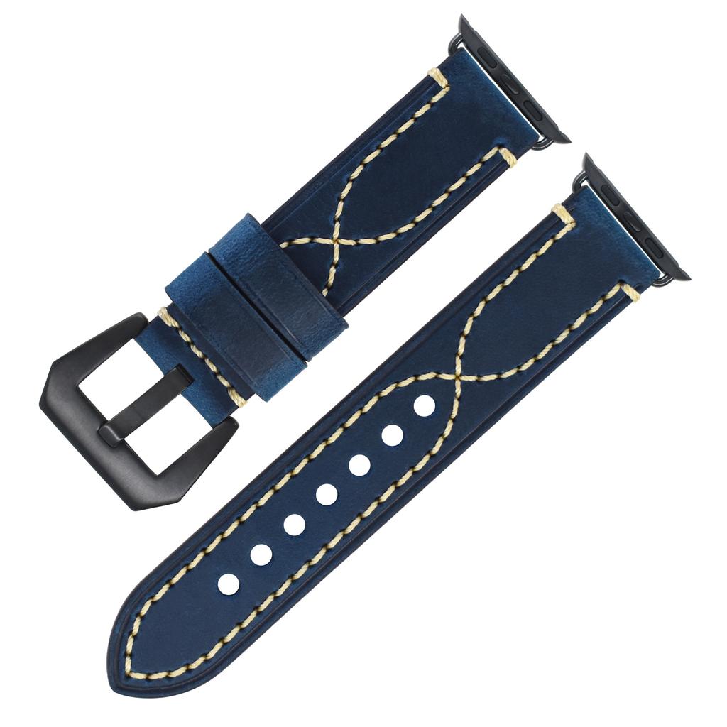 Apple Strap Apple Iwatch7 SE 6 5 4 Genuine Leather First Layer Stainless Steel Pin Buckle Leather Strap Men