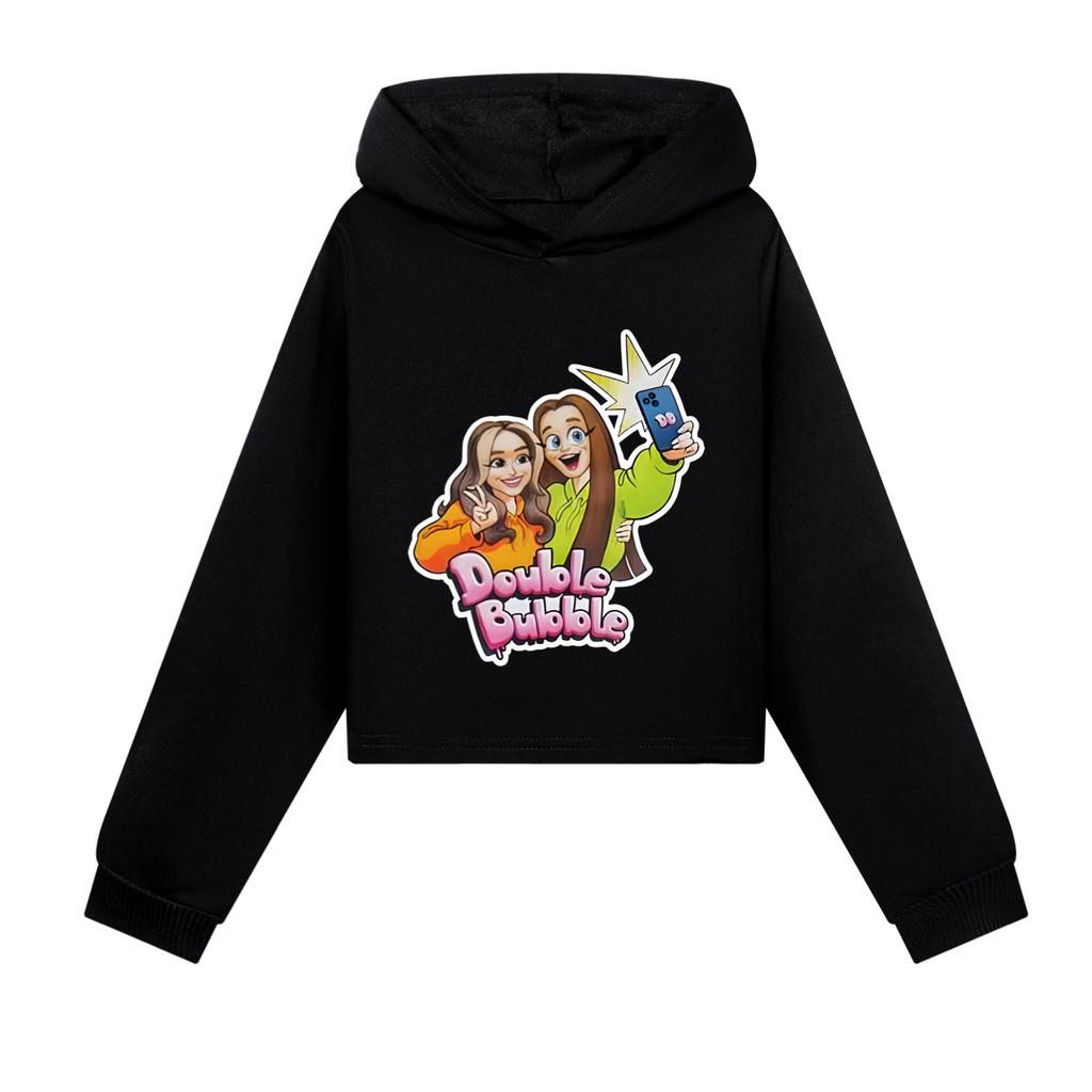 5636 Kids Girls Double Bubble Printed Short Styles Long Sleeves Hoodies