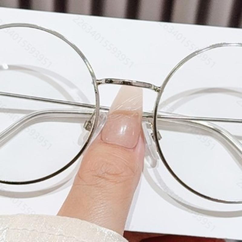 Vintage Round Metal Frame Decorative Glasses Lightweight Plain Eyewear Fashion Glasses Unisex