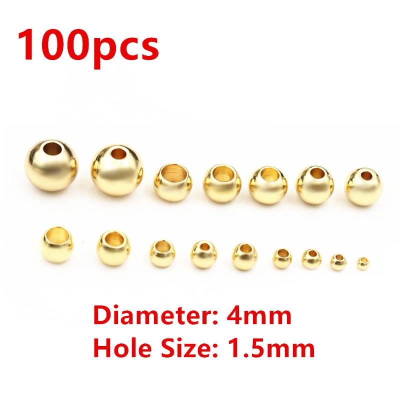 30-100pcs 2-8mm Stainless Steel Gold Color Spacer Beads Charm Loose Bead DIY Bracelets Necklace Beads for Jewelry Making Charms