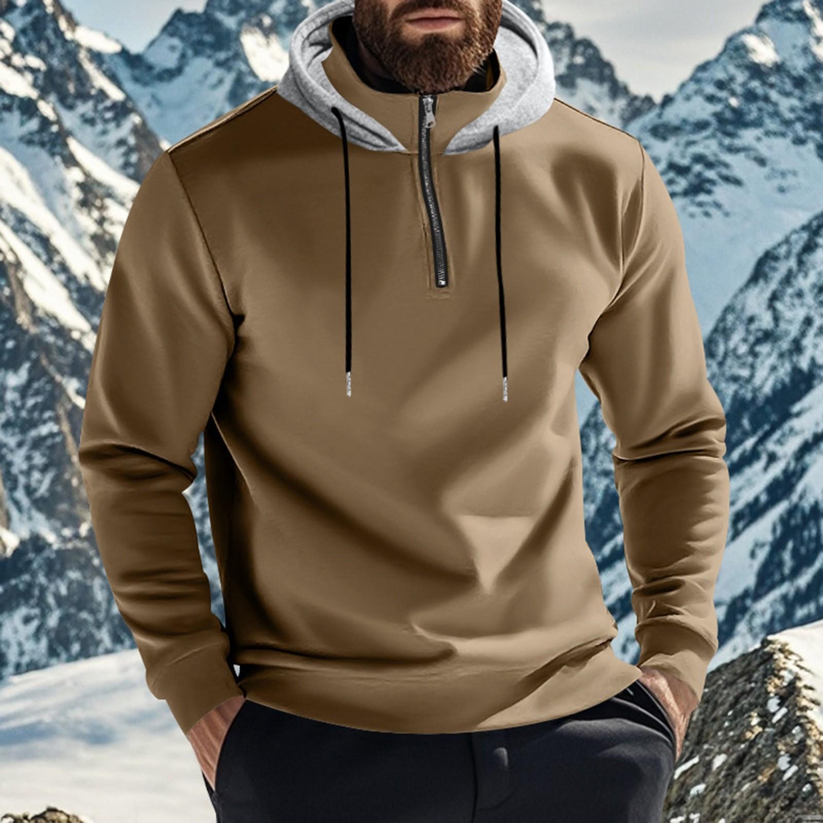

Winter Men s Fleece Hoodie Half-zip Long-sleeved Sports Men s Hoodie Jacket XXXXL кавовий