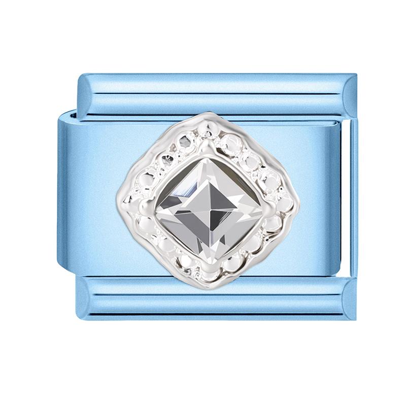 New Shiny Zircon Heart Butterfly Bow Heart Blue Module Italian Charm Links Fit 9mm Stainless Steel Bracelet DIY Making Jewelry
