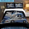 Set Biancheria da Letto 3 Pezzi Skyline Blue Racing Spirit Speed Style, per 1 Copripiumino e 2 Federe Perfetto come Regalo per Fan, Ideale per Camera da Letto, Dormitorio
