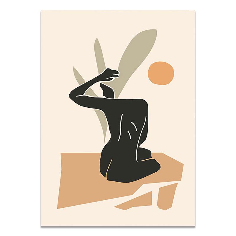 Minimalist Abstract Nude Girl Geometry Leaf Plant Nordic Poster Wall Art Print Canvas Painting Decor Pictures For Living Room