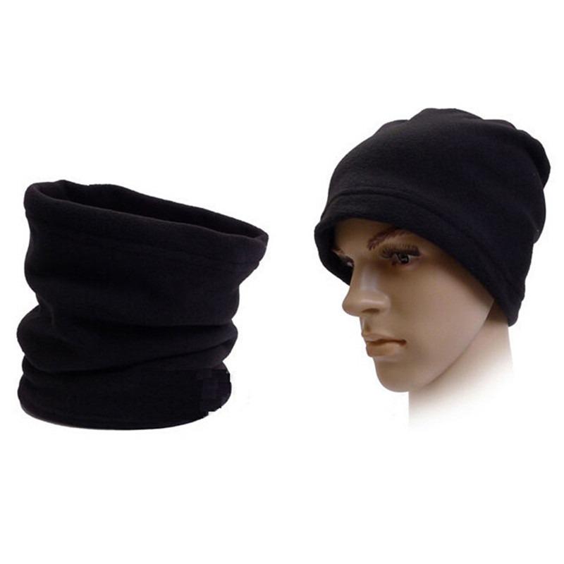Unisex Women Men Polar Fleece Hood Hat Casual  Beanie Ski Snow Cap Snood Scarf Warmer Thermal One Size
