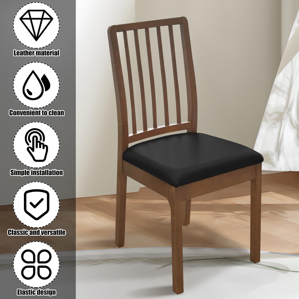 4Pcs Dining Chair Seat Cover Set Leather Waterproof Chair Cushion Cover Kitchen Chair Seat Protector Slipcover Furniture Decor