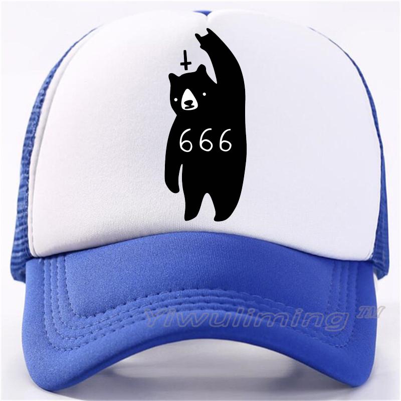 

666 кепка с медведем, повседневная простая сетчатая бейсболка, регулируемые шапки Snapback для мальчиков и девочек, кепка дальнобойщика в стиле хип-хоп, уличная кепка для папы One Size