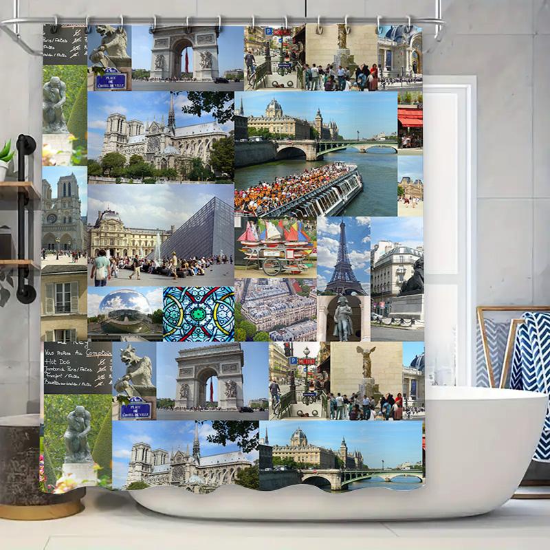 

Decorate Your Bathroom with Our Parisian-Inspired Shower Curtain Capturing the Essence of French Culture 90x180cm