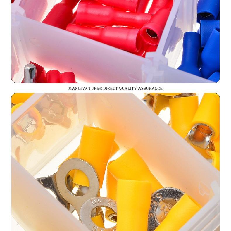 500Pcs/Box European Pre-insulated Copper Crimp Terminals Ring & Spade Wire Connector Kit