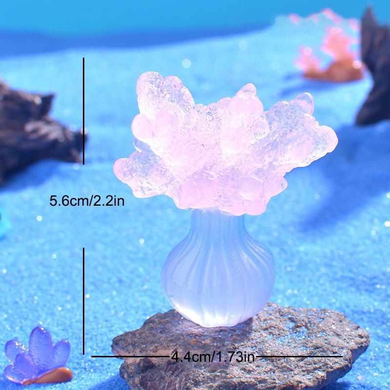Marine Luminous Coral Micro Landscape Ornaments Glowing Coral Oyster DIY Desktop Fish Tank Aquarium Decor Toys Dollhouse Model