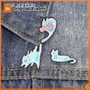 Cartoon Liquid Blue Spotted Cat Enamel Pins Cute Angry Fluid Cat Bite Hand Brooch Backpack Lapel Badge Jewelry Gift for Friends