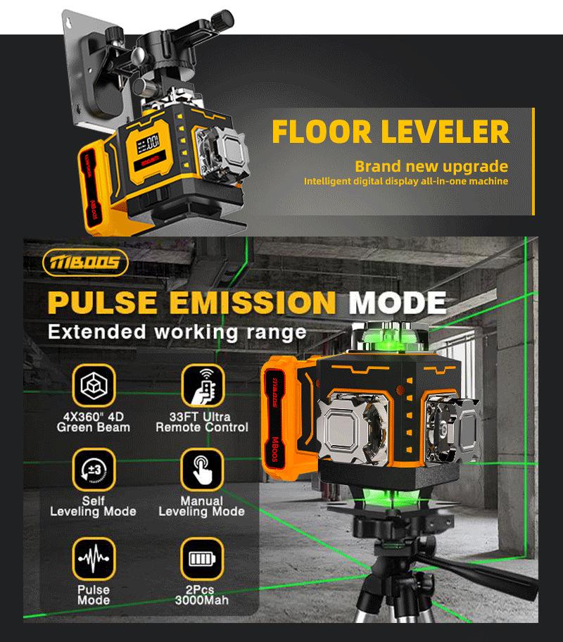 High-Precision Laser 12-Line Green Light Infrared Level Meter with 16 Floor Stickers