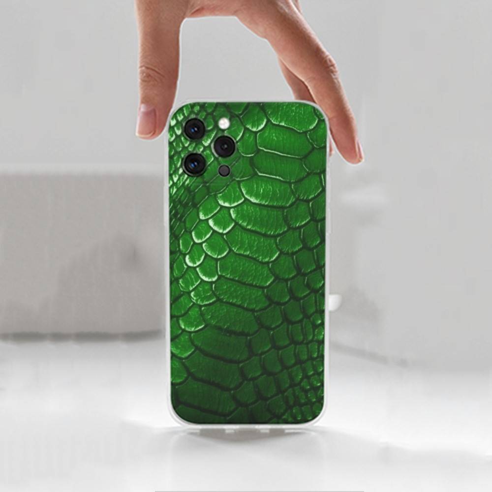 Snakeskin pattern Case For iPhone 15,11,12,13,16,14,17,Pro,Max,Plus,SE,Mini,X,XS,XR, Transparent Soft Silicone