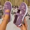 Mom shoes autumn new embroidered shallow mouth single shoes women's breathable casual shoes one pedal lazy shoes