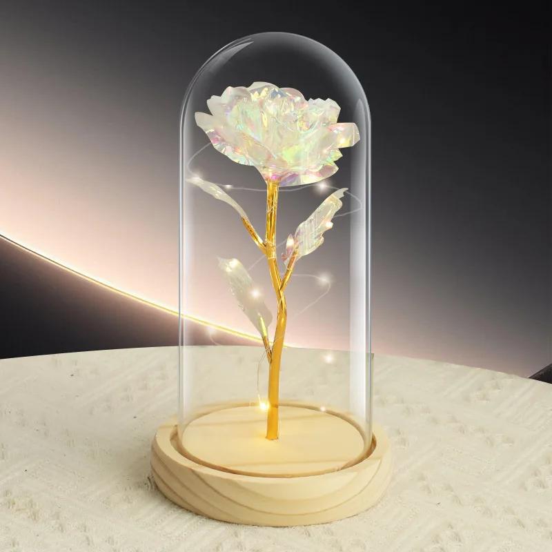 24K immortal flower rose glass lampshade Christmas gold foil flower Valentine's Day birthday gift high-end artificial flower